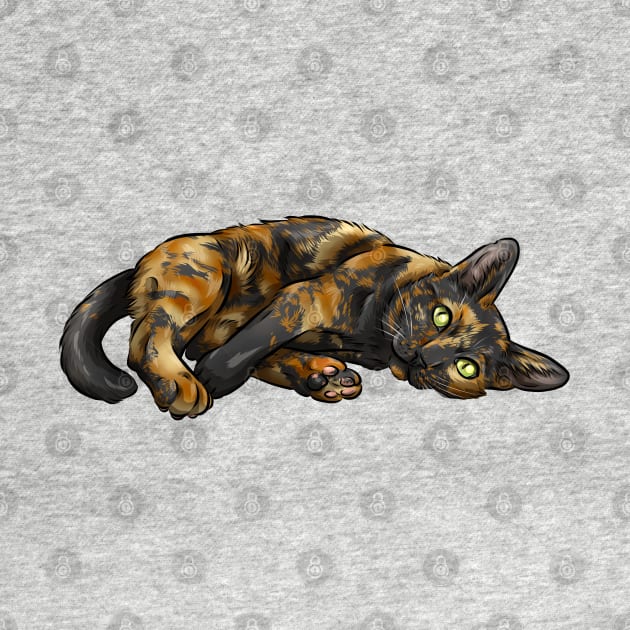 Cute Tortoiseshell Cat by Shirin Illustration